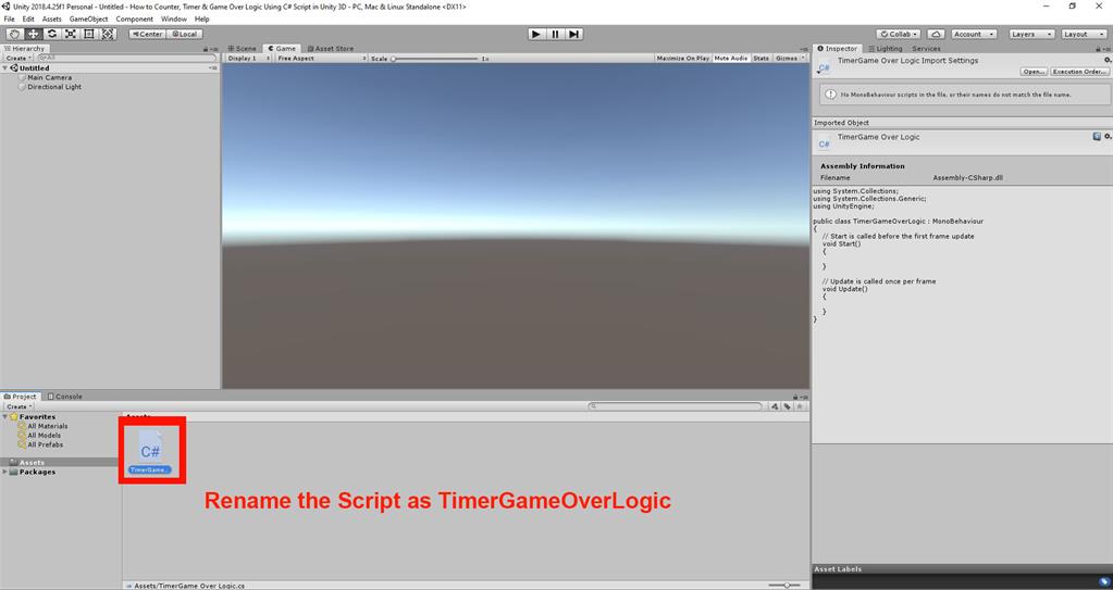 How To Counter, Timer And Game Over Logic Using C# Script In Unity 3D